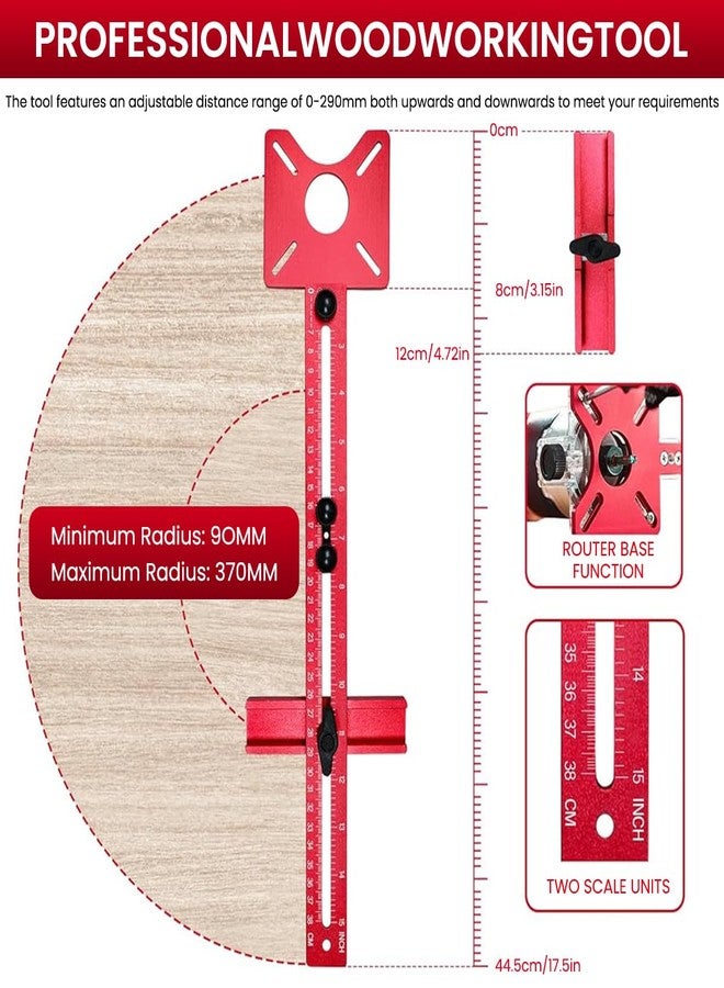 Serplex حامل توجيه وطحن وتفريز من سبائك الألومنيوم من سيربلكس 4 في 1، أداة قطع دائرية متعددة الوظائف، دليل لأدوات الخزائن، أداة قابلة للتعديل لأعمال النجارة، قطعتان - Image 2